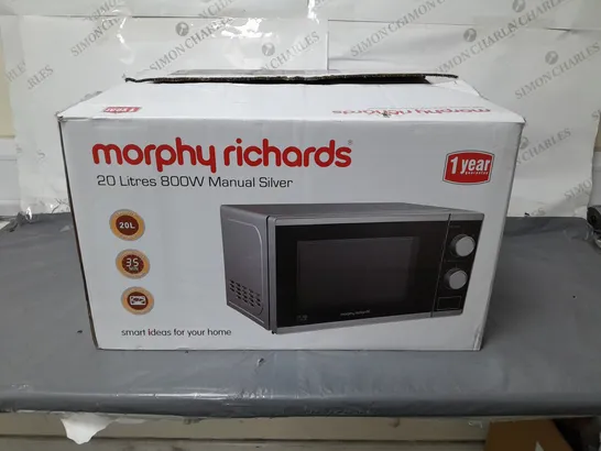 BOXED MORPHY RICHARDS MICROWAVE OVEN SILVER 800W - COLLECTION ONLY