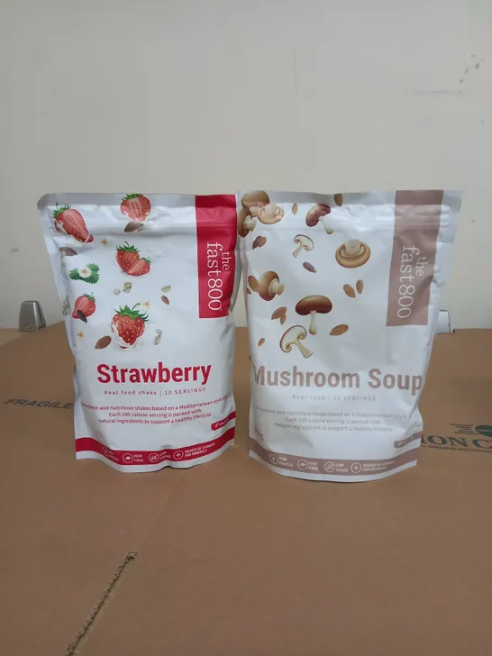 LOT OF 2 THE FAST 800 MUSHROOM SOUP AND STRAWBERRY FOOD SHAKE POWDERS 500G