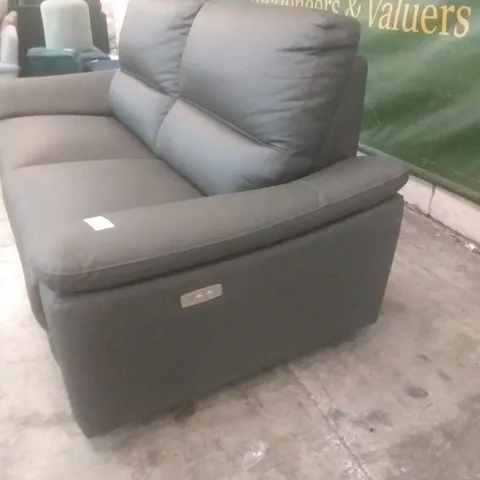 DESIGNER POWER RECLINING 3 SEATER SOFA CHARCOAL LEATHER