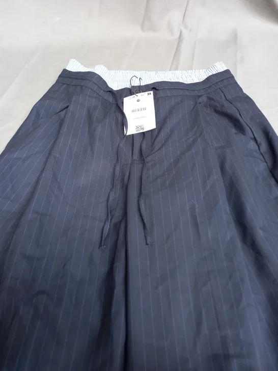 BERSHKA NAVY BLUE BAGGY TROUSERS - SIZE 38