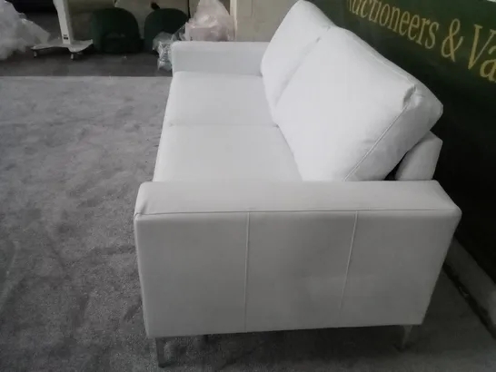 QUALITY DESIGNER BALTIMORE 3 SEATER SOFA - WHITE PREMIUM FAUX LEATHER