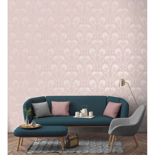 FINE DECOR TEXTURED VINYL IN FLORANCE FLORAL BLUSH X2