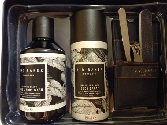 TED BAKER - MEN'S GROOMING SET IN PRESENTATION TIN - GRAPHITE BLACK