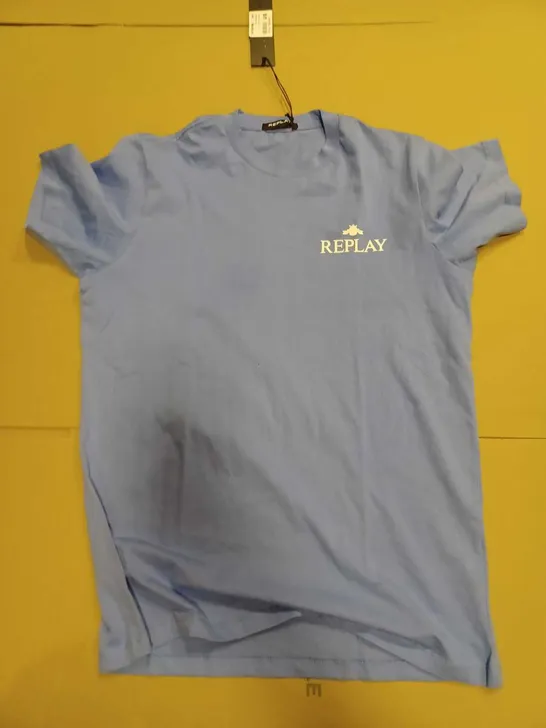 REPLAY SMALL LOGO T-SHIRT SN10 - PASTEL BLUE // SIZE: M