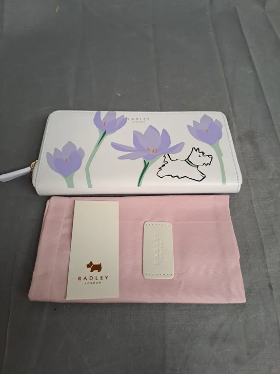 RADLEY LONDON SPRING BULBS LEATHER PURSE IN CHALK WITH PINK POUCH 