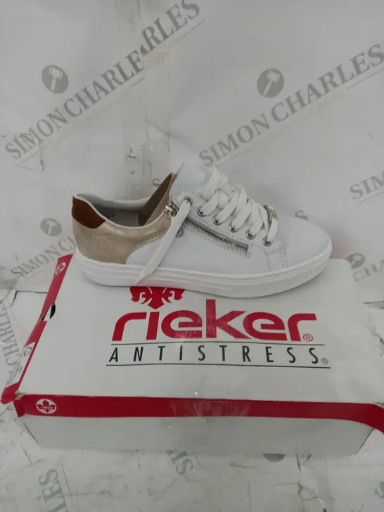 RIEKER SIDE ZIP TRAINER IN WHITE SIZE 6 