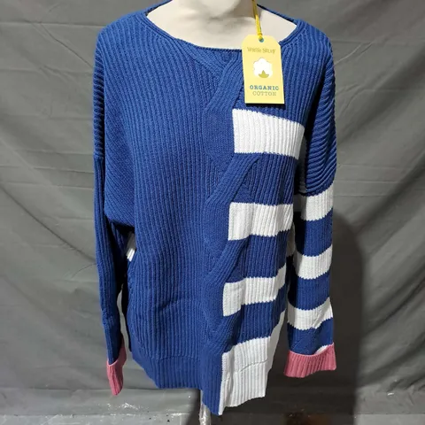 WHITE STUFF UNA STRIPE JUMPER IN BLUE MULTI SIZE 18