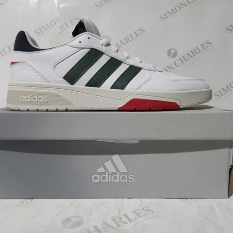 BOXED PAIR OF ADIDAS COURTBEAT SHOES IN WHITE/GREEN UK SIZE 10.5