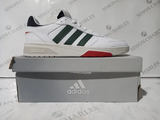 BOXED PAIR OF ADIDAS COURTBEAT SHOES IN WHITE/GREEN UK SIZE 10.5