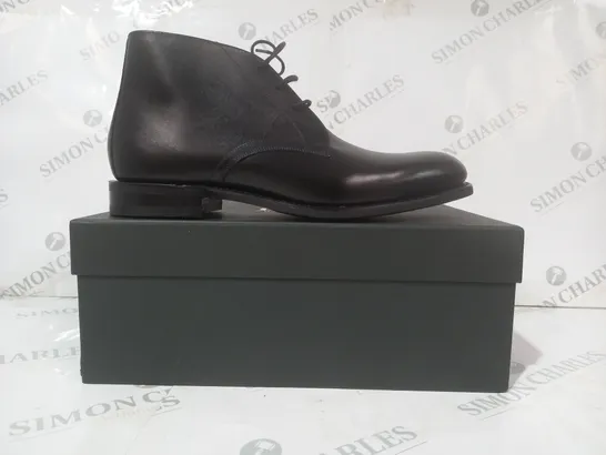 BOXED PAIR OF LOAKE DEANGATE BR CARBON BLACK LEATHER SHOES UK SIZE 9F