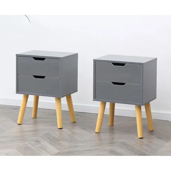 BOXED IRA 2 DRAWER BEDSIDE TABLE PAIR - GREY (1 BOX)