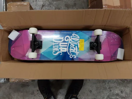 BRAND NEW BOXED SOLDOW 'WHAT'S UP DUDE' SKATEBOARD (1 BOX)