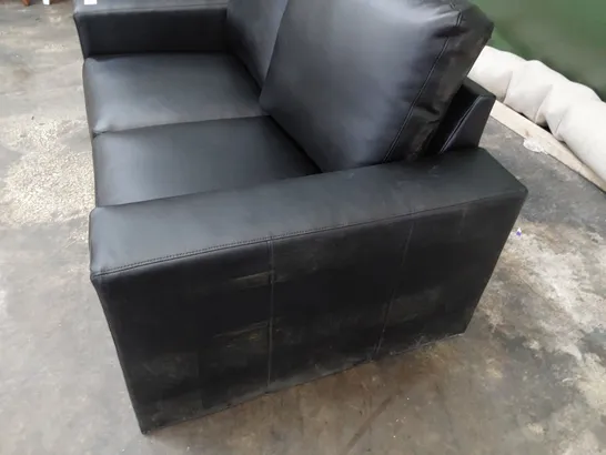 DESIGNER TWO SEATER SOFA BLACK LEATHER 