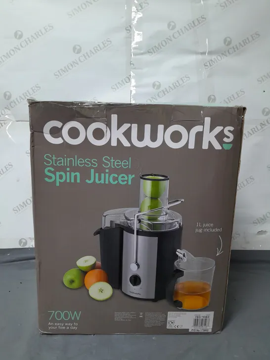 BOXED COOKWORKS STAINLESS STEEL SPIN JUICER