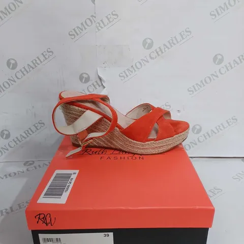 RUTH LANGSFORD WEDGE SANDAL IN ORANGE