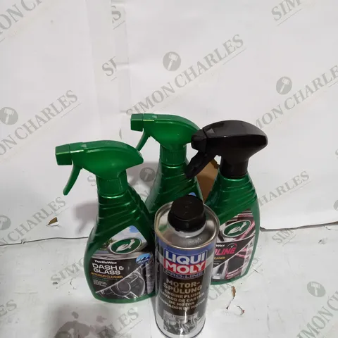 LOT OF 8 CAR CLEANING PRODUCTS TOO INCLUDE WHEEL CLEANER AND ENGINE FLUSH 