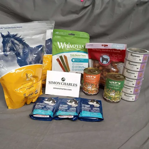 LARGE QUANTITY OF ASSORTED PET FOOD TO INCLUDE; WHIMZEES, LILY'S KITCHEN APPLAWS AND RB