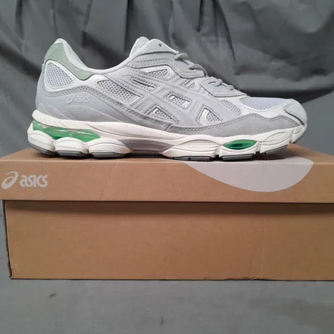 BOXED PAIR OF ASICS GEL-NYC SHOES IN GREY/GREEN UK SIZE 10