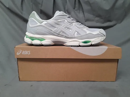 BOXED PAIR OF ASICS GEL-NYC SHOES IN GREY/GREEN UK SIZE 10