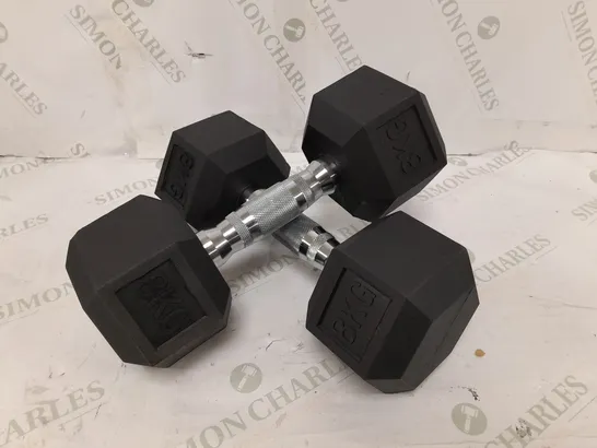 PAIR OF 8KG DUMBELLS