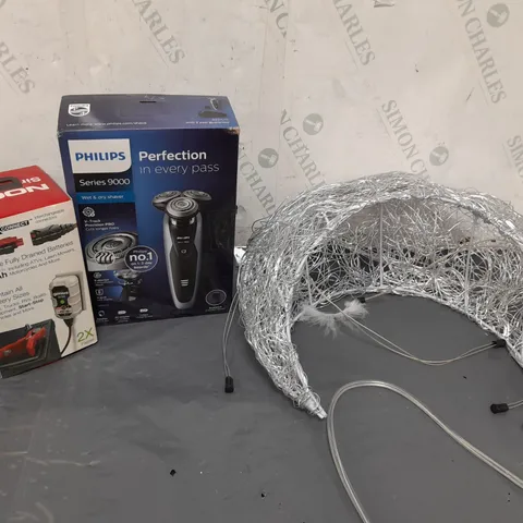 APPROXIMATELY 12 ASSORTED ELECTRICAL ITEMS TO INCLUDE PHILIPS SERIES 9000 TRIMMER, NOCO CONNECT CONNECTORS, LIGHTING, ETC