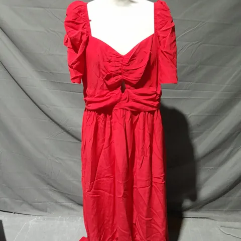 NOBODY'S CHILD TULIP CHIFFON MIDAXI DRESS PLAIN IN RED SIZE 16