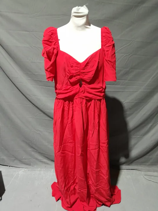 NOBODY'S CHILD TULIP CHIFFON MIDAXI DRESS PLAIN IN RED SIZE 16