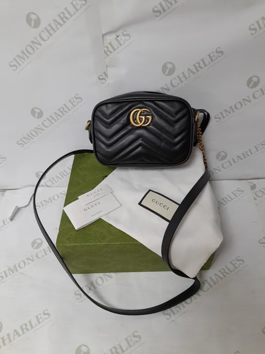 GUCCI CROSSBODY BAG IN BLACK LEATHER WITH GOD DETAILS