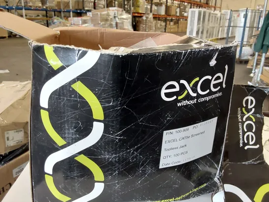 BOX OF APPROXIMATELY 100x BAGGED EXCEL CAT5e SCREENED TOOLLESS JACKS