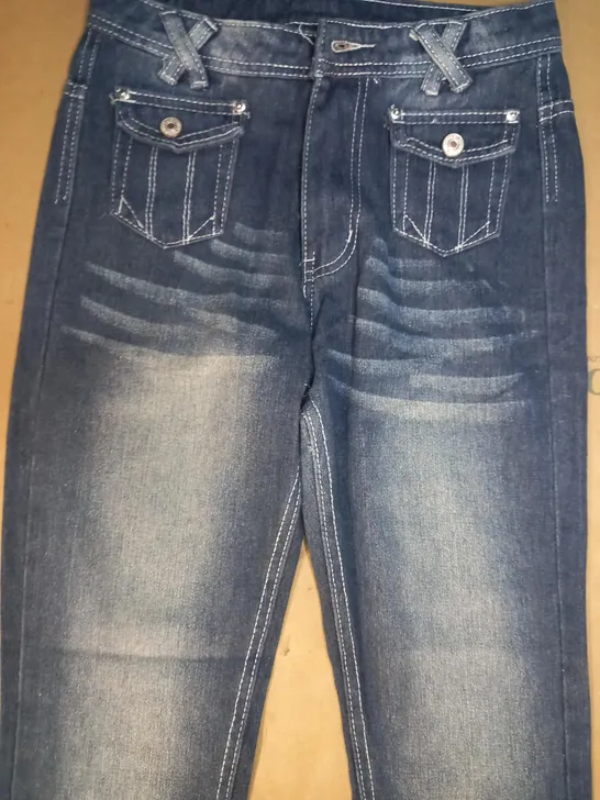 DESIGNER STYLE PAIR OF FLARED DENIM JEANS IN BLUE SIZE S