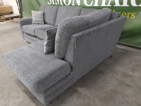 DESIGNER FABRIC UPHOLSTERED CORNER CHAISE SOFA - GREY