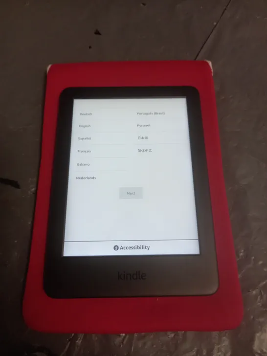 UNBOXED KINDLE JPG29R E-READER IN RED POUCH