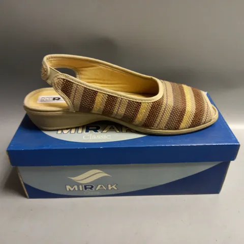 BOXED MIRAK CLASSIC BROWN CARLA SLING BACK SANDALS SIZE EU 42