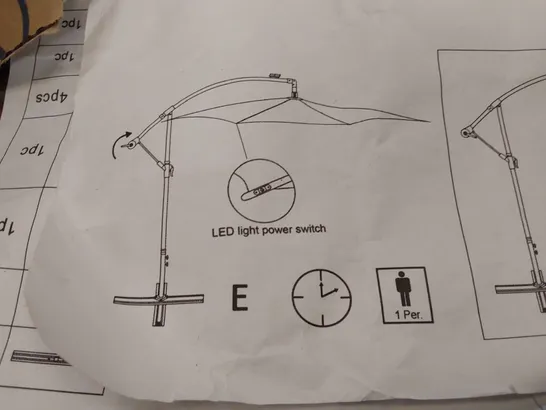BOXED GREY LED PARASOL (1 BOX)