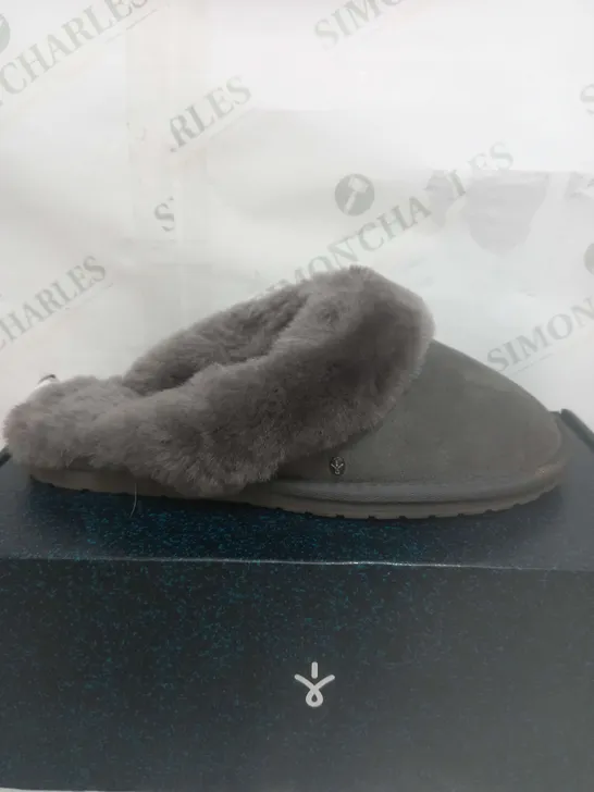 BOXED EMU NEST JOLIE SHEEPSKIN SLIPPERS, CHARCOAL - SIZE 7