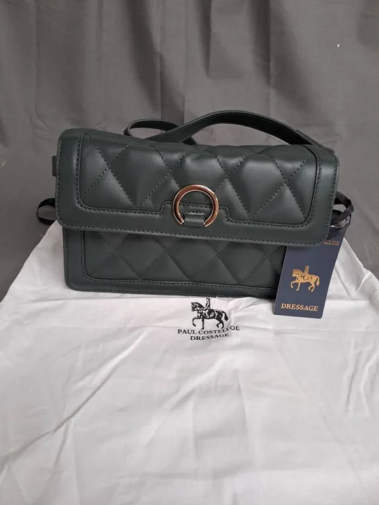 PAUL COSTELLOE DARK GREEN FAUX LATHER HANDBAG 