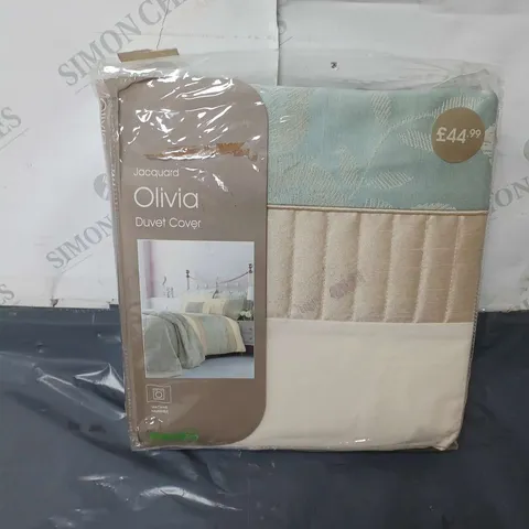 DUNELM JACQUARD OLIVIA DUVET COVER IN DUCK EGG - SUPERKING