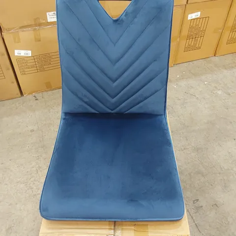 BOX CONTAINING SET OF 2 BLUE VELVET DINING CHAIR