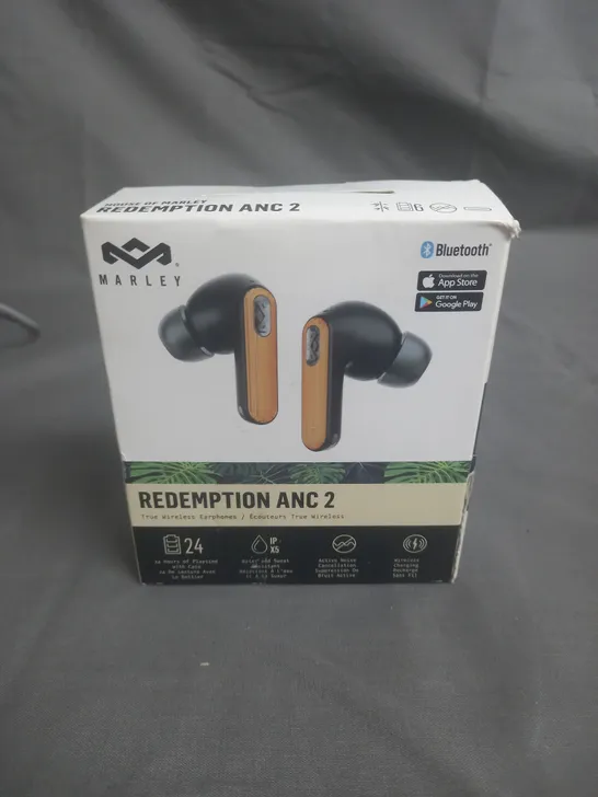 BOXED MARLEY REDEMPTION ANC 2 TRUE WIRELESS EARPHONES - BLACK