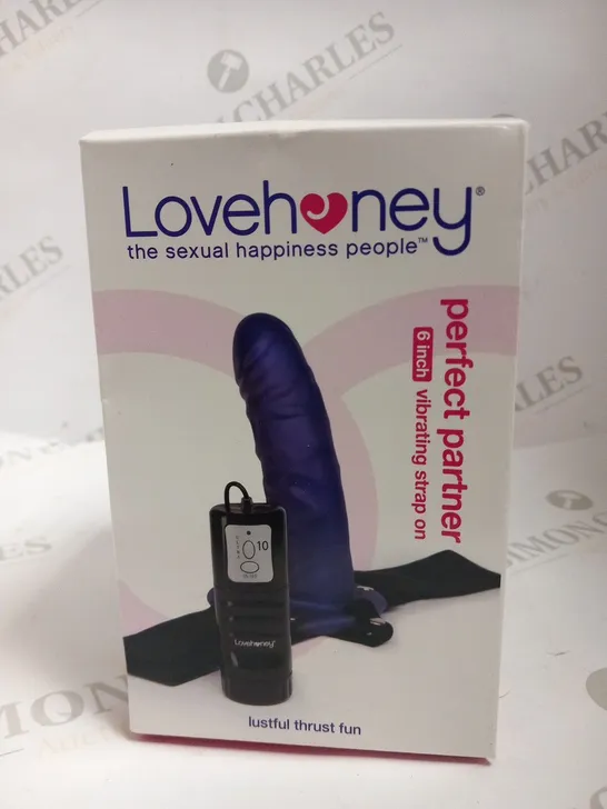 BOXED LOVE HONEY PERFECT PARTNER 6" VIBRATING STRAP ON LUSTFUL THRUST FUN