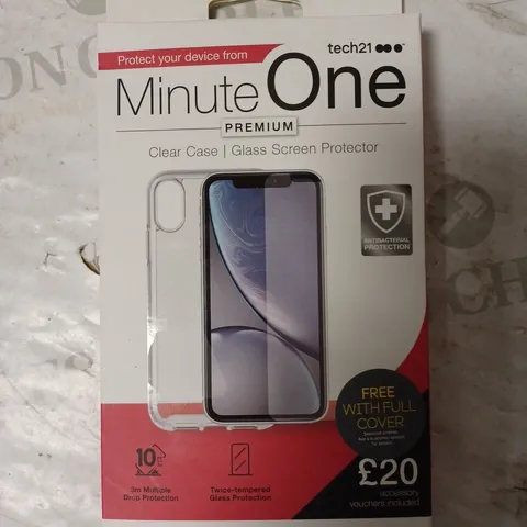 LOT OF 20 MINUTE ONE PREMIUM CLEAR CASE & SCREEN PROTECTOR KITS FOR IPHONE XR