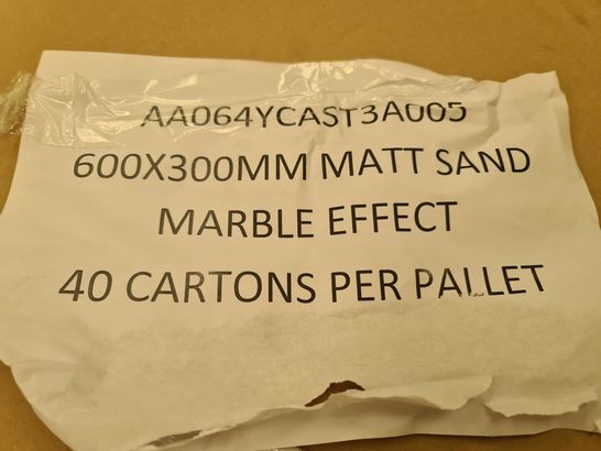 PALLET OF APPROXIMATELY 40 BRAND NEW CARTONS OF 5 CASTELLON MATT SAND MARBLE EFFECT TILES - 60X30CM