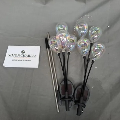 BOXED GARDEN REFLECTIONS SET OF 2 SOLAR LED IRIDESCENT BALLOON CLUSTER STAKE LIGHTS