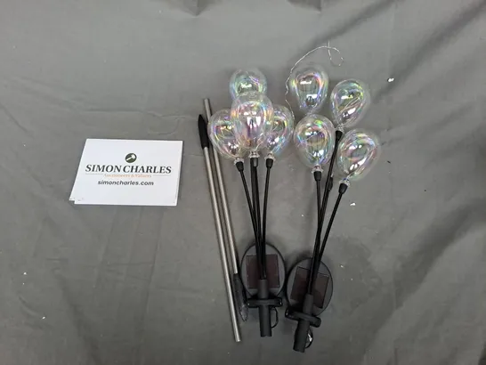 BOXED GARDEN REFLECTIONS SET OF 2 SOLAR LED IRIDESCENT BALLOON CLUSTER STAKE LIGHTS