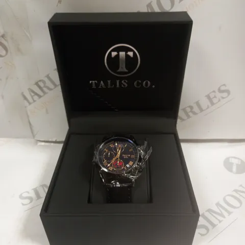 MENS TALIS CO 7120 CHRONOGRAPH WATCH – MOON PHASE MOVEMENT – GENUINE LEATHER STRAP 