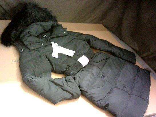 ZARA HOODED PADDED COAT IN BLACK - EUR XS