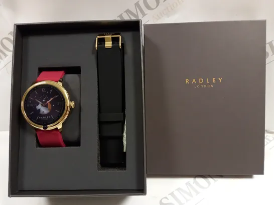 BOXED RADLEY SERIES 7 SMART WATCH WITH RED OR BLACK STRAP