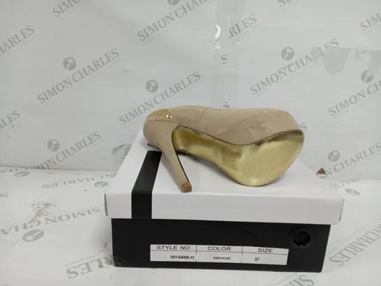 APPROXIMATELY 10 BOXED PAIRS OF MILAYA HIGH HEELED PLATFORM SANDALS IN BEIGE TO INCLUDE EU SIZES 36, 37, 38, 39