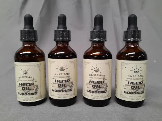 4 OIL ESTLAND HEMP OIL 60000MG FOOD SUPPLEMENT BOTTLES (60ML)