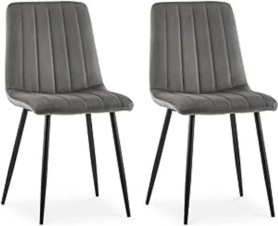 BOXED CLIPOP FORZA GREY VELVET DINING CHAIRS SET OF 2 (1 BOX)